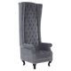 Contemporary Grey Velvet Tall Back Chair, tall back occasional reception chair,