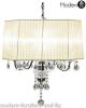 5 light crystal droplet chandelier with cream ribbed shade, crystal chandelier