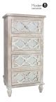Ash wood chest of 4 drawers with mirrored front