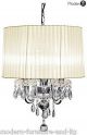 Crystal droplet 4 light chandelier with cream ribbed shade, cream ceiling light