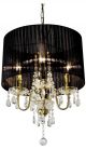 Gold crystal droplet 4 light chandelier with black shade