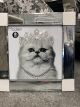 Beautiful cat with crown tiara picture in silver mirror frame mirror frame