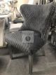 2 Light Grey Velvet Dining Chairs with Lion Head Door Knocker