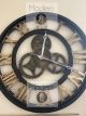 Large wooden rustic vintage cog clock with Roman numerals 83cm wide