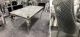 1.8 Louis Marble Dining Table With 6x Grey Lion Knocker Chairs