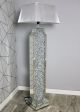 Crushed Crystal Art-Deco Floor Lamp with Silver Square Shade