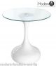 White high gloss end table, circular modern side table, white gloss lamp table