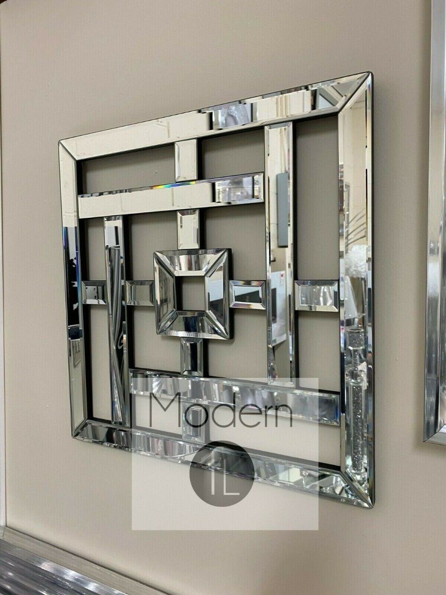 Stunning Geometric Mirrored Wall Art 40cm X 40cm Squares Mirrored Wall Art Modernfl
