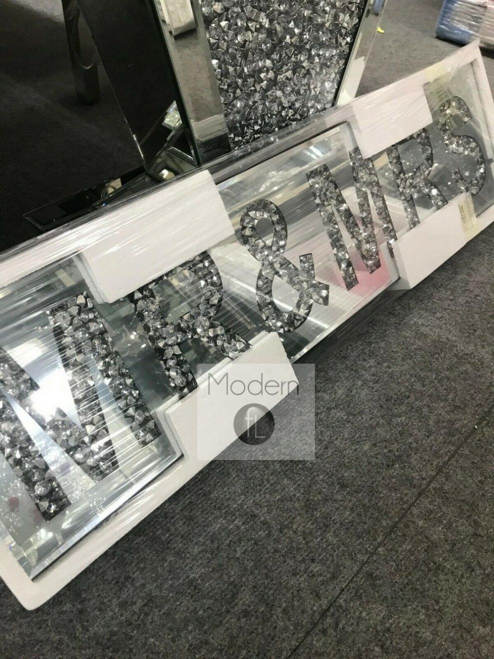 Diamond Crush Mirror Mr Mrs Sign Mr And Mrs Glitz Sparkle Wall