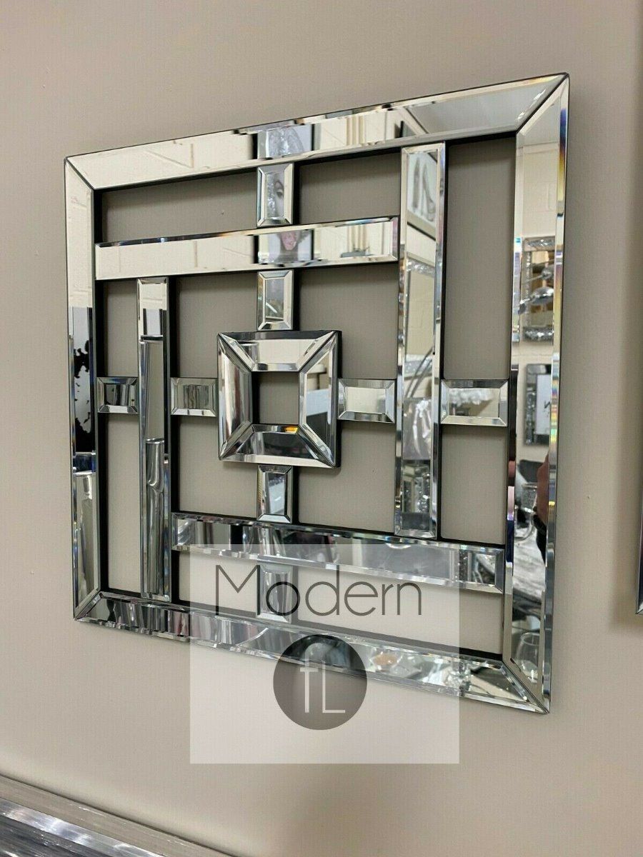 Stunning Geometric Mirrored Wall Art 40cm X 40cm Squares Mirrored