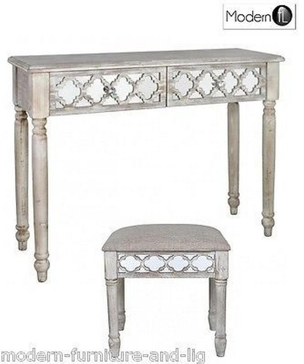 Antique Style Wood Dressing Table Washed Wood And Mirrored