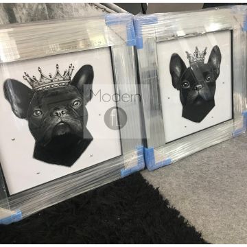King And Queen French Bulldog, 3D Glitter Pictures