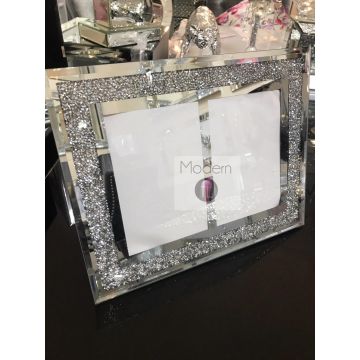 Crushed diamond twin photo frame 2x 6x4, crystal effect sparkle picture frame 6x